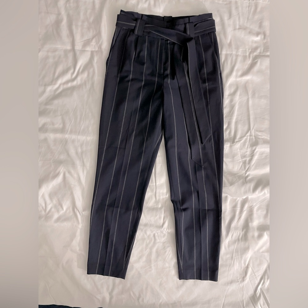 Express Navy Pinstripe Dress Pant with Belt - Size 4